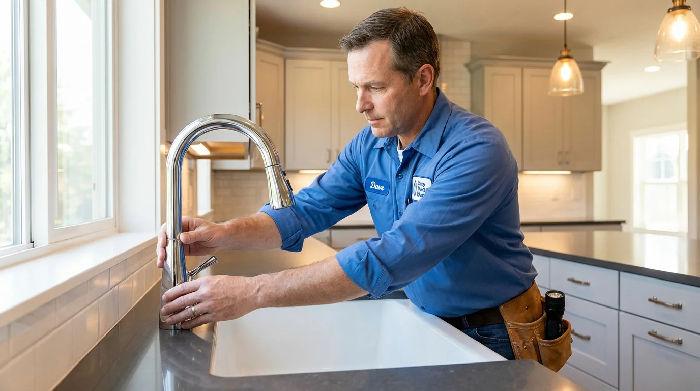 Kitchen faucet installation by Johns Plumbing LLC in Wittenberg