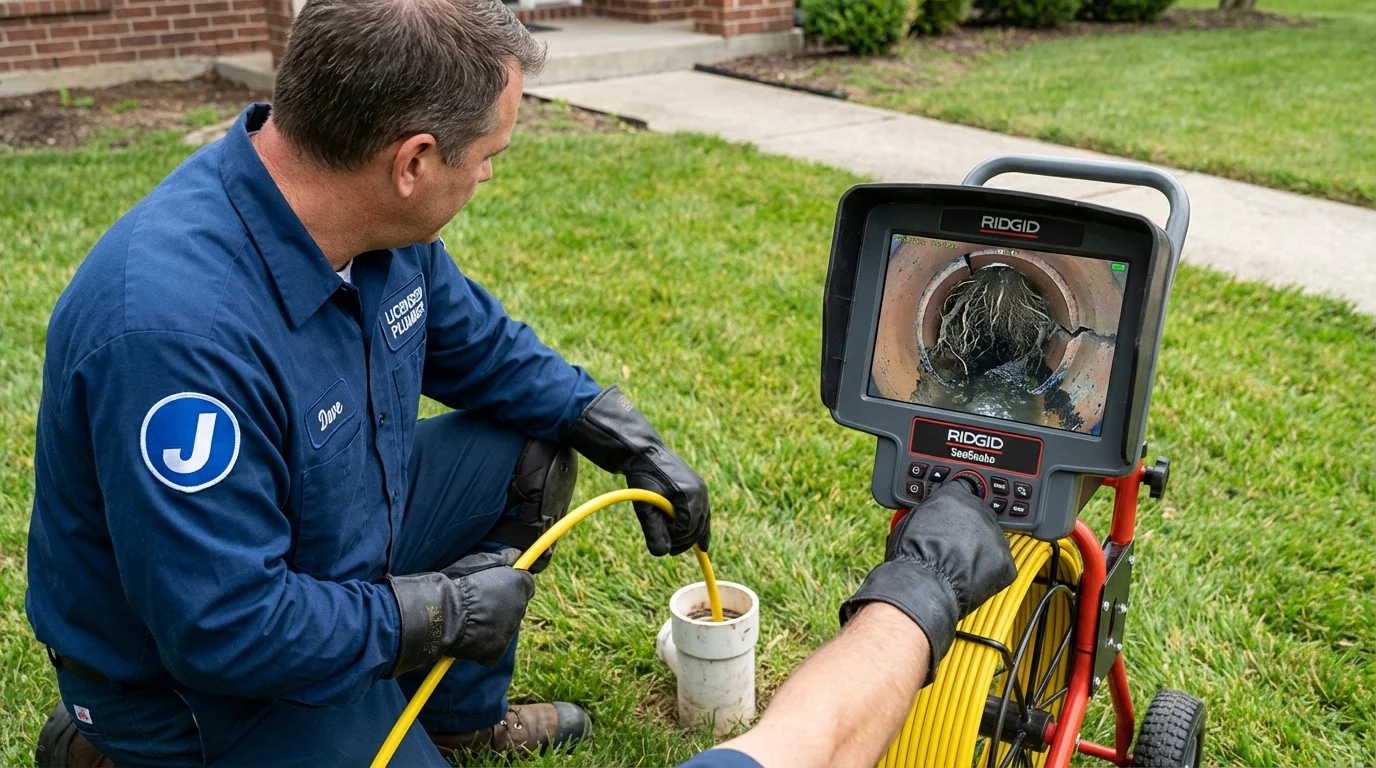 Sewer camera inspection being performed by Johns Plumbing LLC in Wittenberg