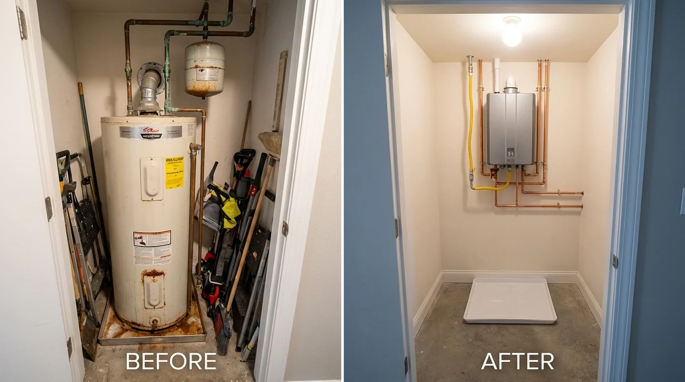 Tank water heater versus wall-mounted tankless unit comparison for Wittenberg, WI homeowners