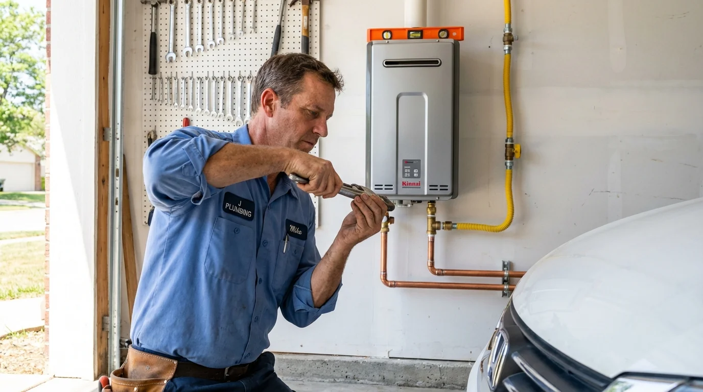 Tankless water heater installation by a Johns Plumbing LLC plumber in Wittenberg